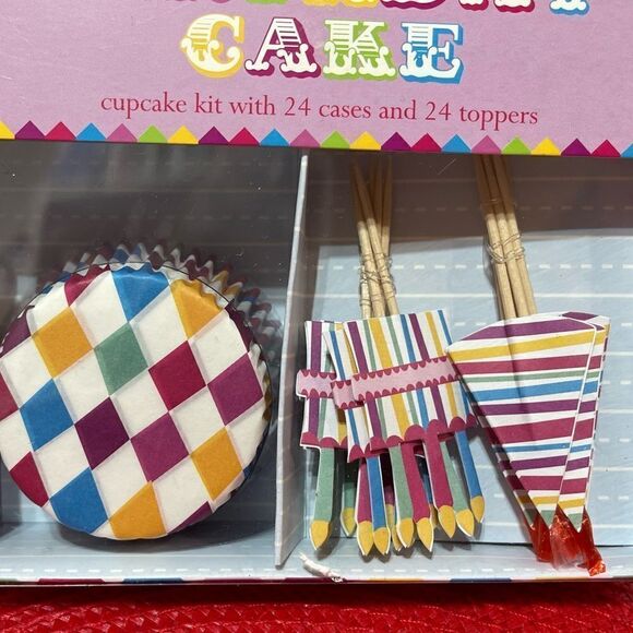 Meri go Round Birthday Cupcake Liners and Toppers set of 48 NWT - Picture 3 of 4
